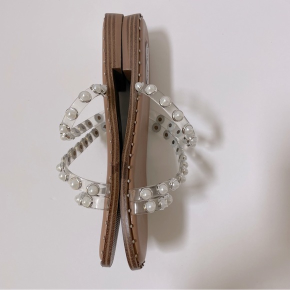 Steve Madden Skyler Studded Pearl Embellished Square Toe Flat Sandals Size 7.5 - Picture 10 of 13